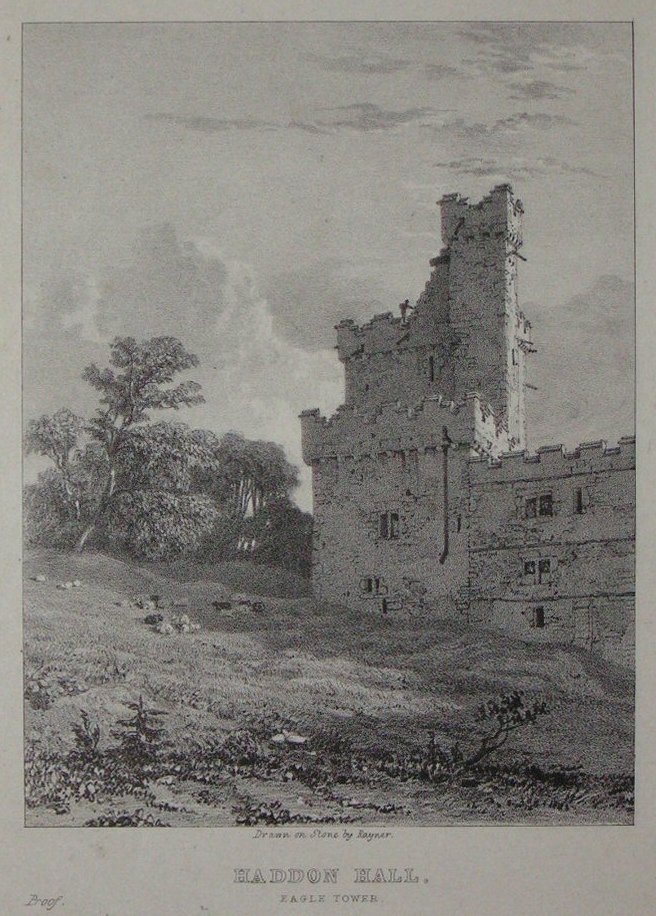 Lithograph - Haddon Hall Eagle Tower - 